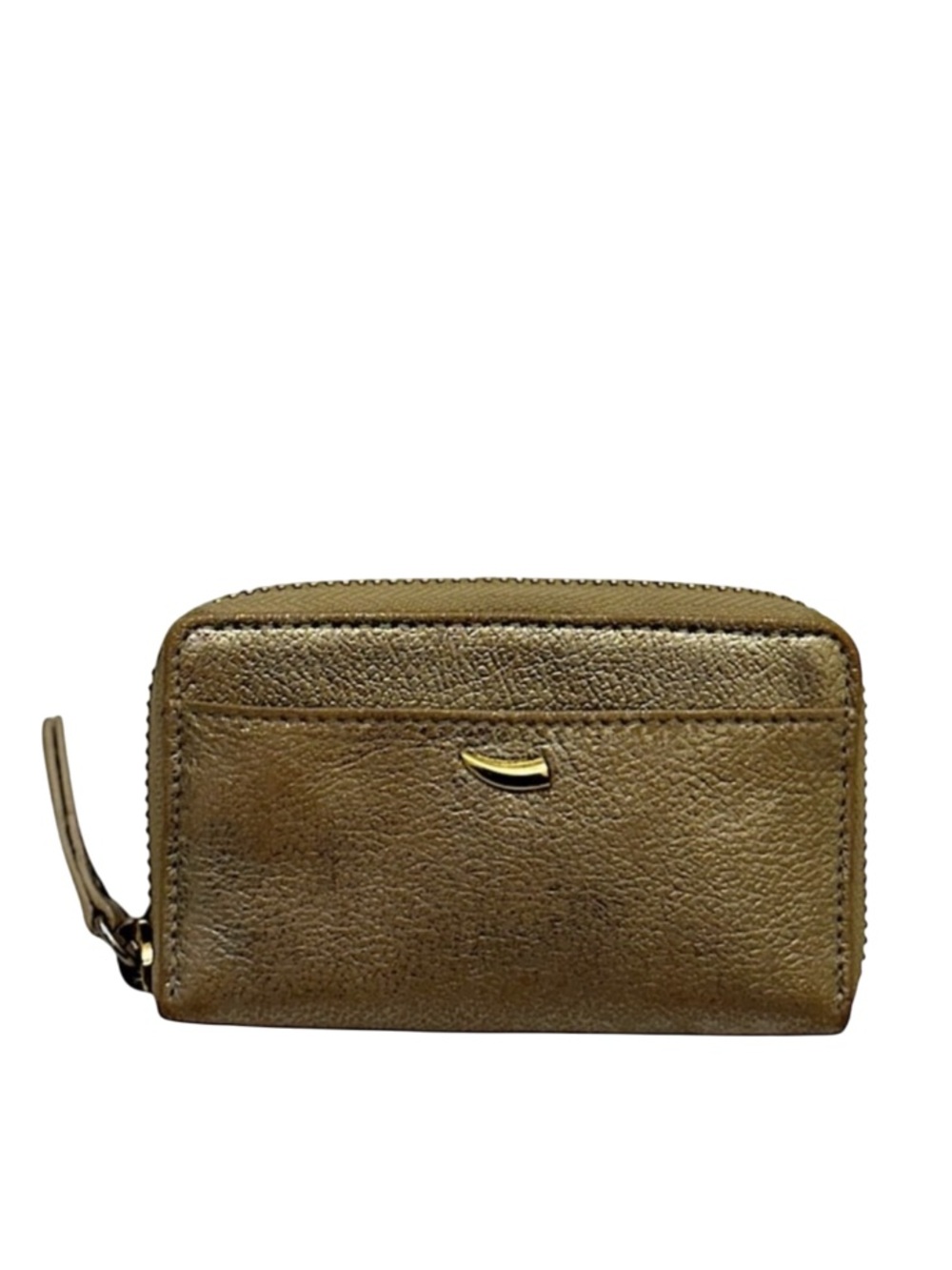 TUSK - METALLIC GOLD TEXTURED LEATHER COIN POUCH CARDHOLDER ZIP WALLET